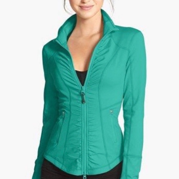 Zella Jackets & Blazers - ZELLA Seafoam Green Full Zip-Up Ruched Active Workout Running Jacket Size Large